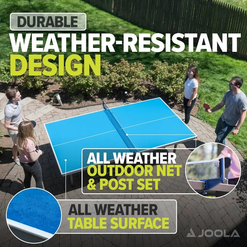 Outdoor Ping Pong Table with Waterproof Table Tennis Net Set Quick Assembly All Weather Aluminum Composite Surface