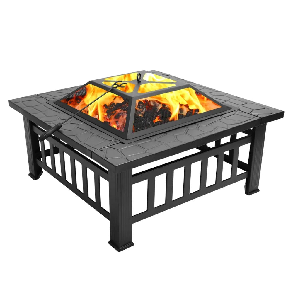 Heavy Duty Square Outdoor Fire Pit Sturdy Safe and Stylish for Winter Gatherings