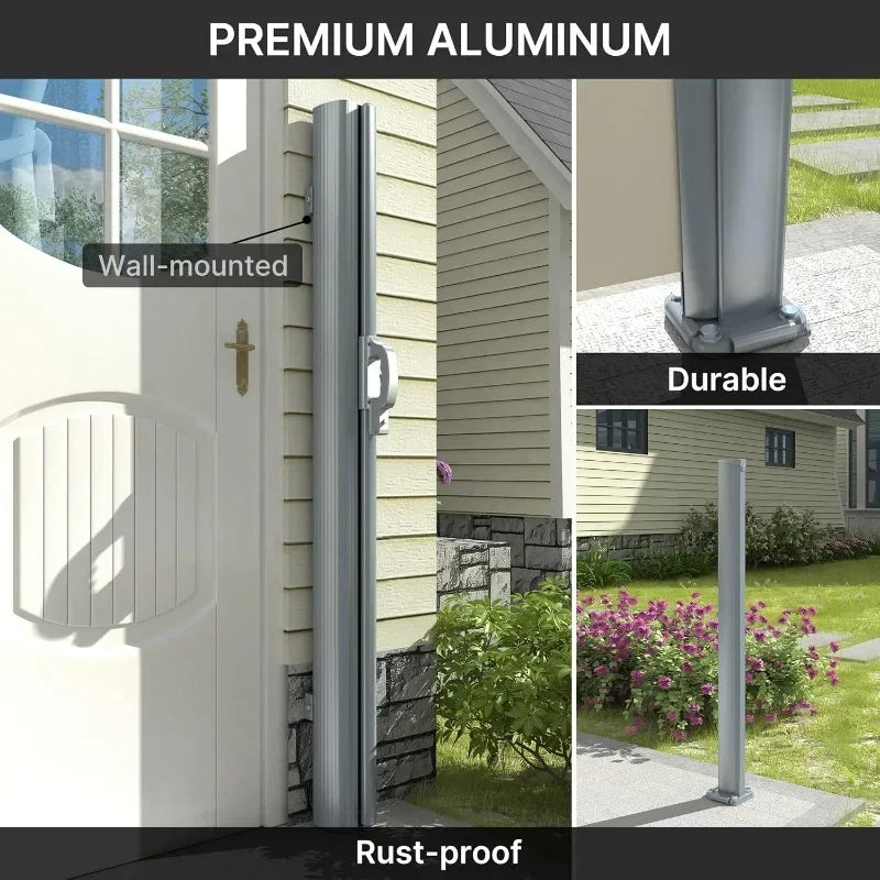 Hot Sale. Unique features 138"x71" Retractable Side Awning Aluminum Patio Outdoor Folding Privacy Divider