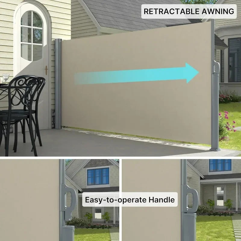 Hot Sale. Unique features 138"x71" Retractable Side Awning Aluminum Patio Outdoor Folding Privacy Divider