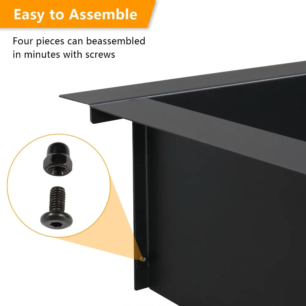36 Inch x 36 Inch Durable Square Fire Pit Easy Assembly Versatile DIY Use