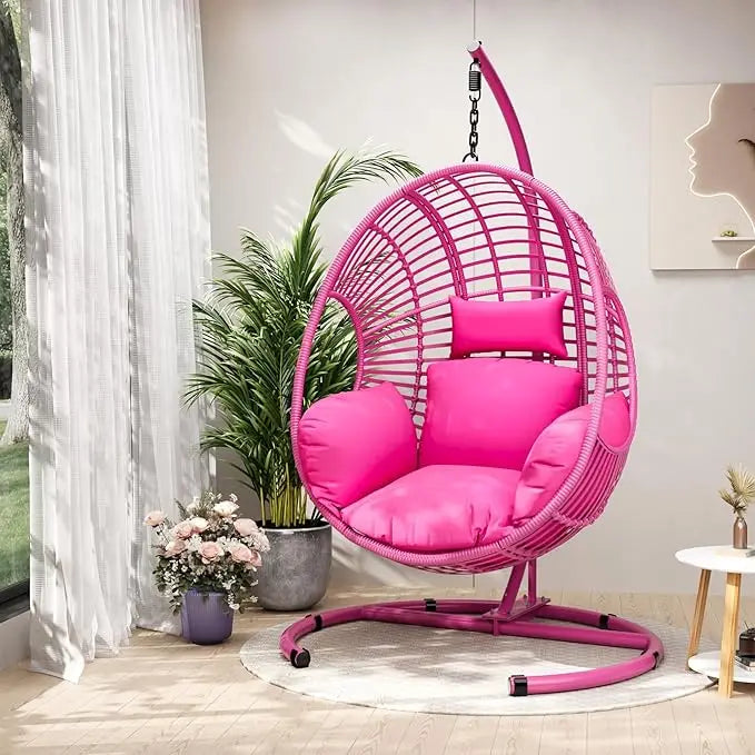 Extra Large Hanging Egg Swing Chair 400 Pound Capacity UV Resistant Mat Outdoor Willow Swing Chair