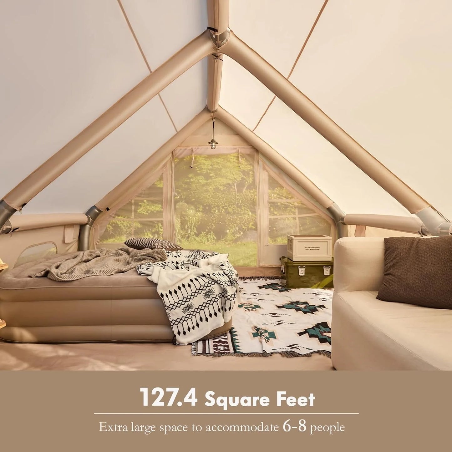 8 to 10 Person Inflatable Tents for Camping Easy Setup Four Season Waterproof Windproof Oxford Air Tent for Outdoor Camping Hiking