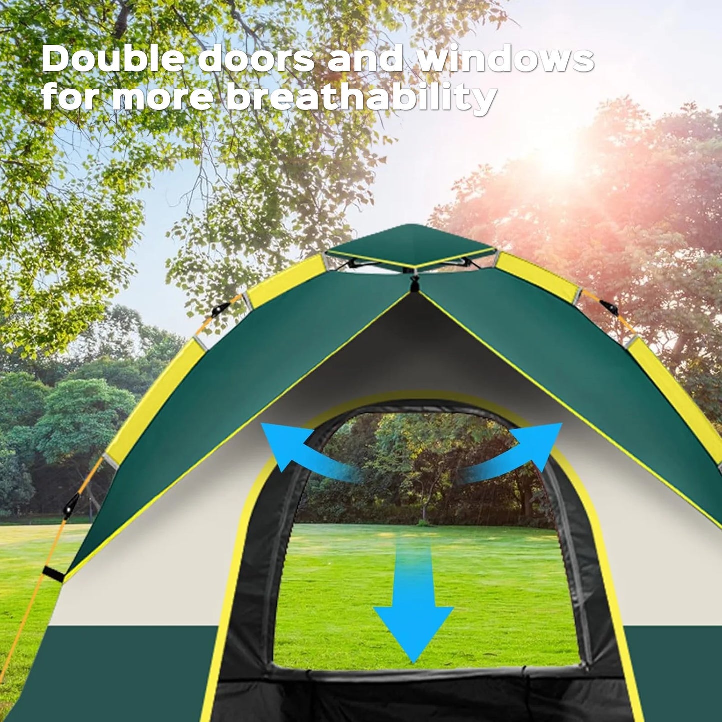 Lovewe Quick Opening Waterproof Camping Tent with Dual Doors and Windows Lightweight Easy Setup for Two People
