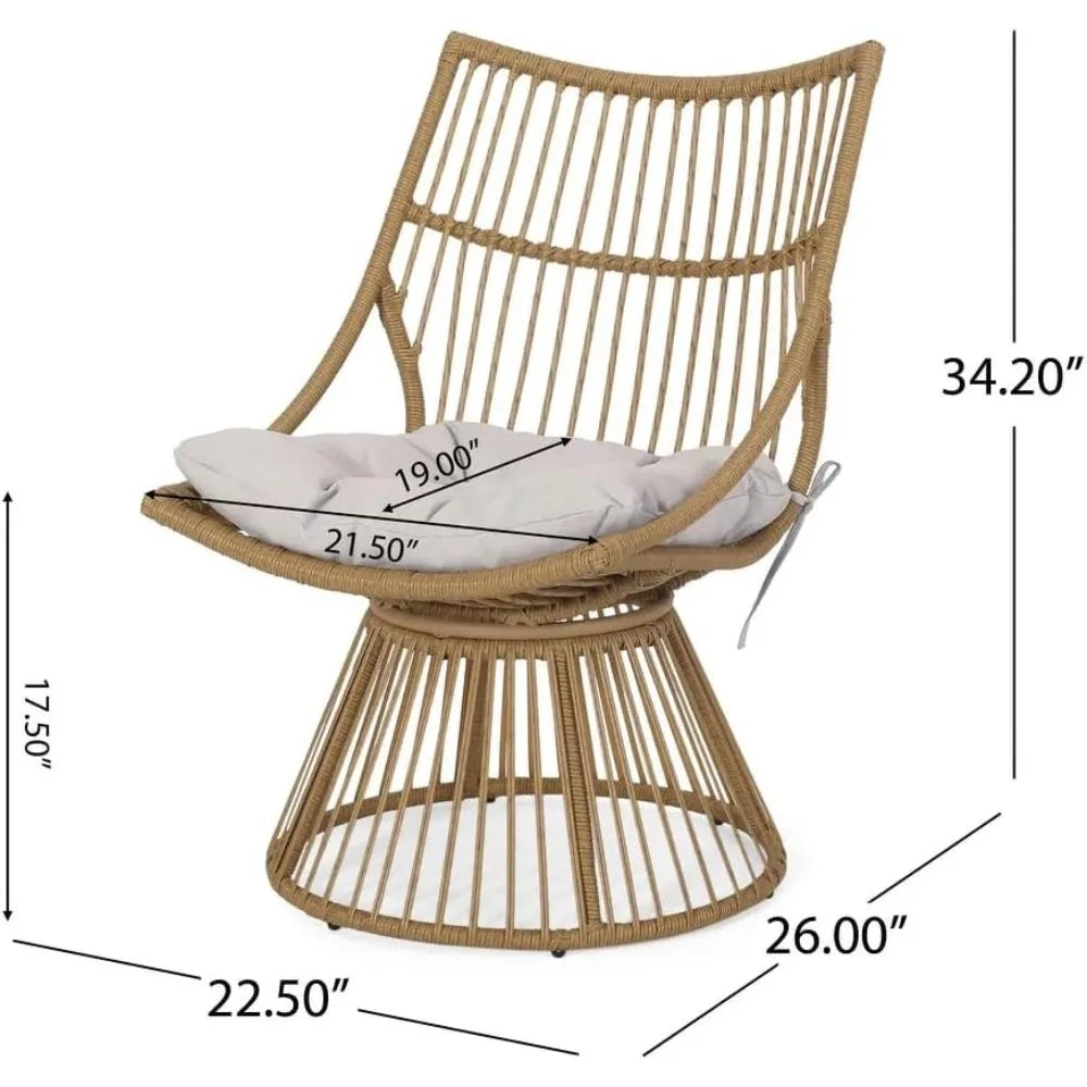 Outdoor Wicker Bistro Patio Furniture Set, Retro Wicker Chair Set with Side Table, Boho Style Patio Chair with High Back and Cus