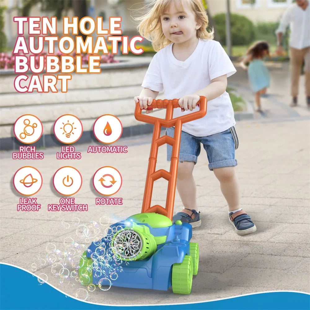 Automatic Lawn Mower Bubble Machine Weeder Soap Maker Blower Baby Activity Walker Outdoor Kids Toys Gift for Boys and Girls