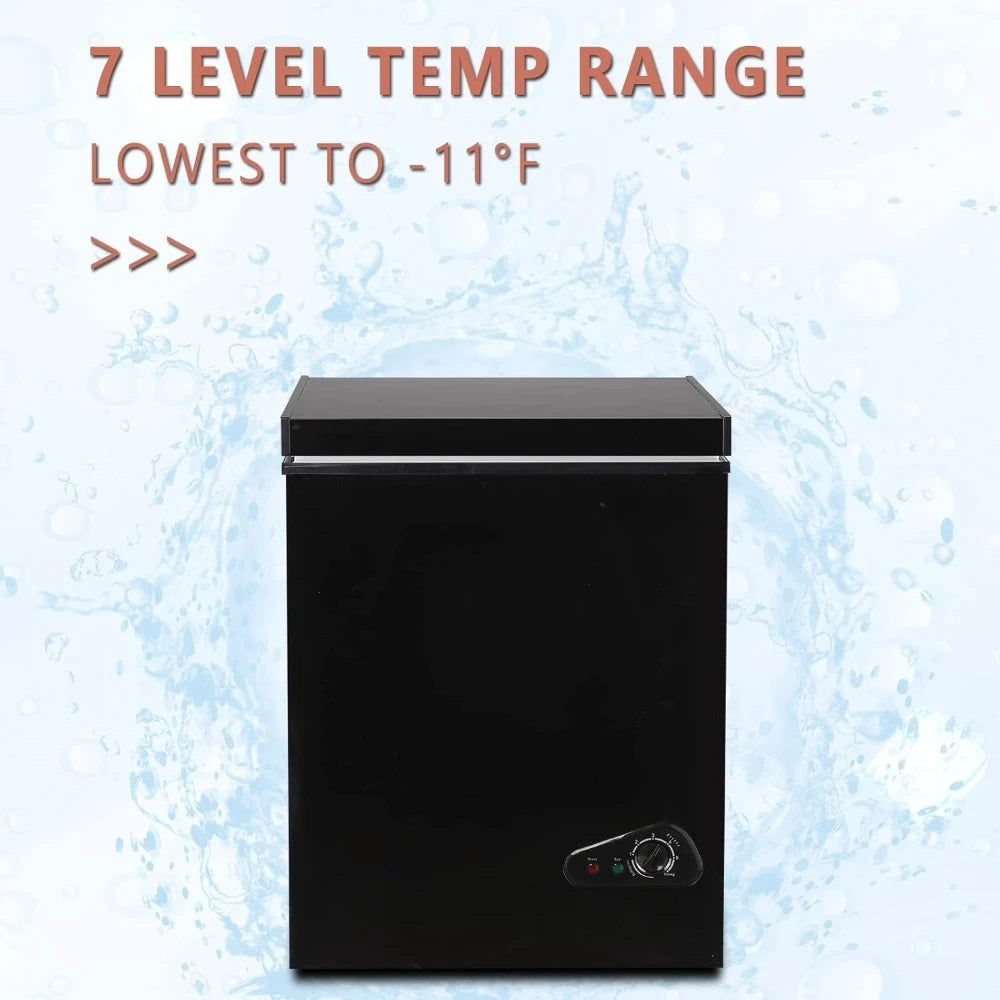 New Upgrade 3.5 Cu Ft Compact Chest Freezer with Removable Basket Top Door Open Freestanding Deep Freezer