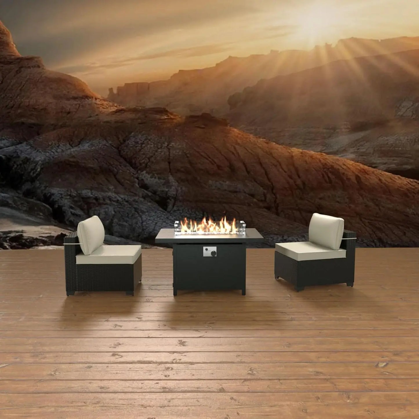 Propane Fire Pit 43 Inch Outdoor Fire Table 55000 BTU Aluminium Fire Table with Lid and Waterproof Cover