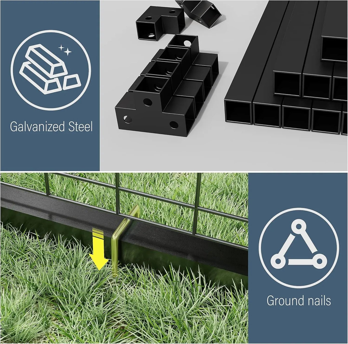 Outdoor Heavy Dog Cage for Big Dogs Galvanized Steel Dog Fence Pen with Ground Nails and Double Safety Rotate Door Lock