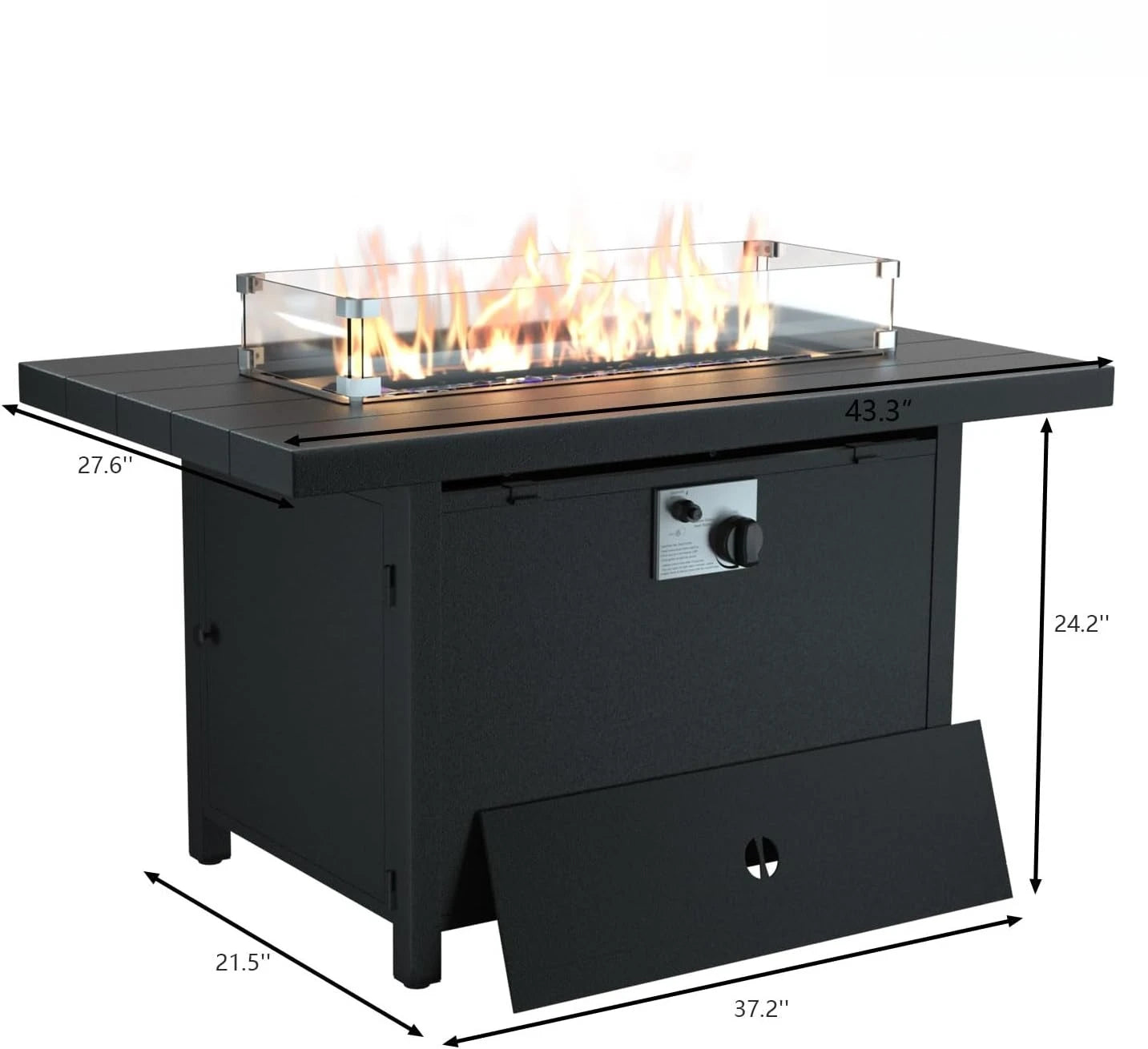 Propane Fire Pit 43 Inch Outdoor Fire Table 55000 BTU Aluminium Fire Table with Lid and Waterproof Cover
