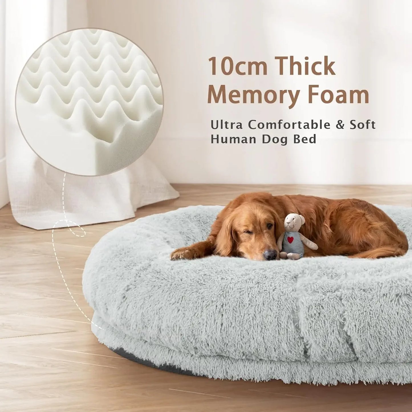 Giant Human Dog Bed Oversize Memory Foam 71 By 45 By 12 In