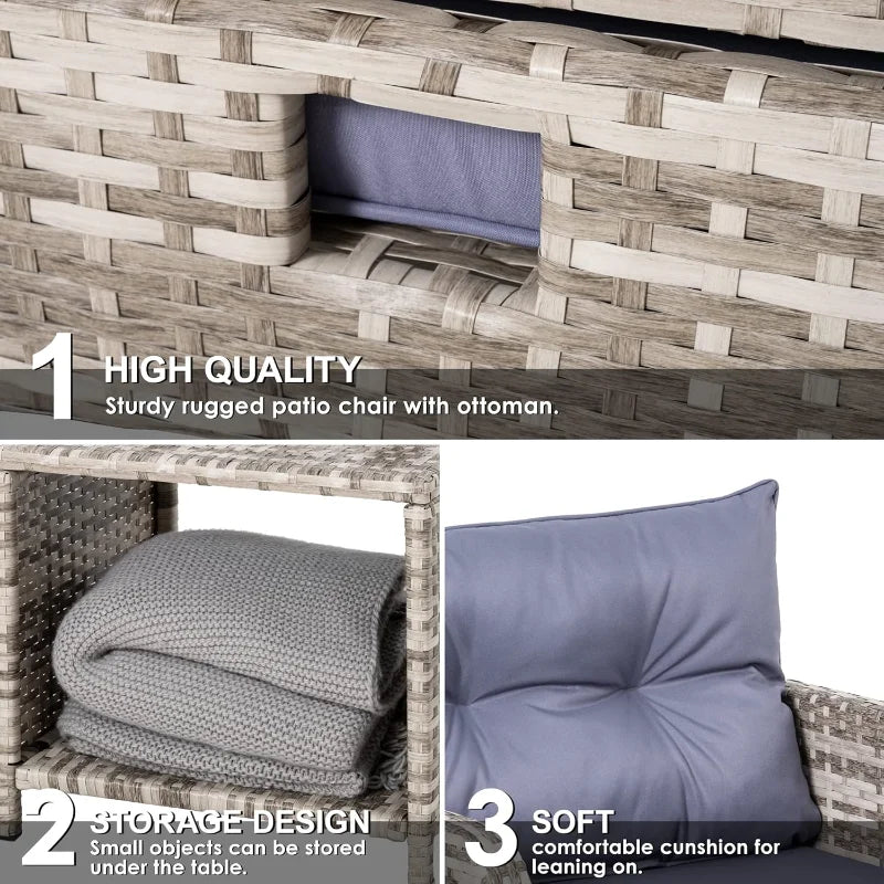 5 Pieces Wicker Patio Furniture Set Outdoor Patio Chairs with Ottomans Conversation Furniture with coffetable for Poorsi