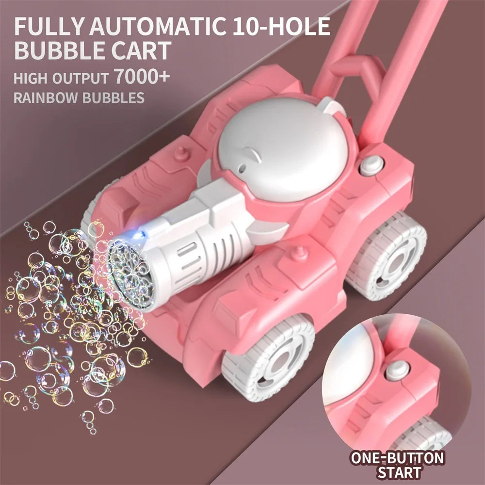 Automatic Lawn Mower Bubble Machine Weeder Soap Maker Blower Baby Activity Walker Outdoor Kids Toys Gift for Boys and Girls