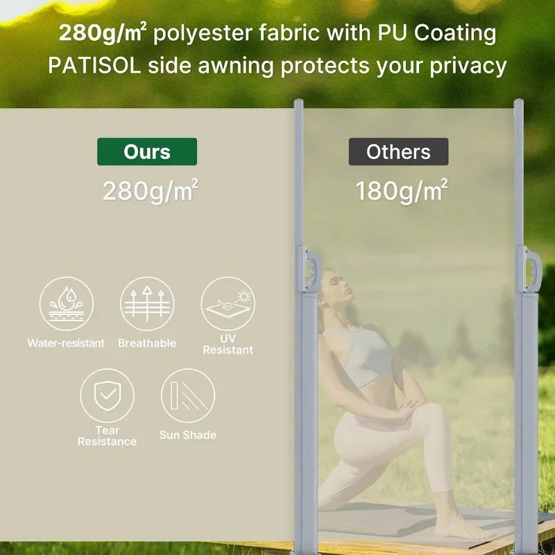 Hot Sale. Unique features 138"x71" Retractable Side Awning Aluminum Patio Outdoor Folding Privacy Divider