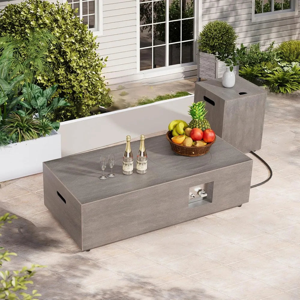 Propane Fire Pit Table Outdoor Gas Firepit 48 Inch Rectangular Patio Firepit Table for Outside