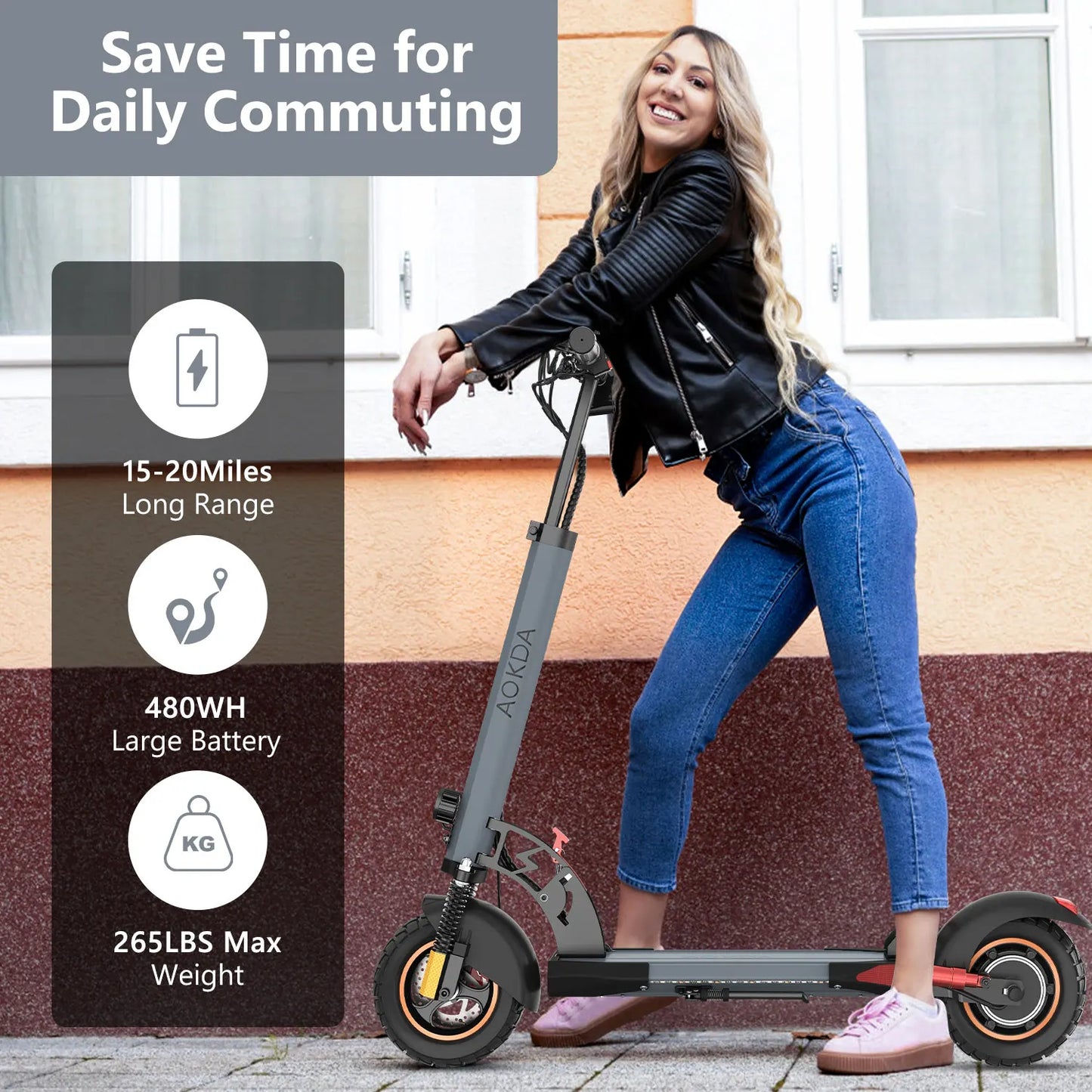 Electric Scooter 800W Motor 25MPH 20-30KM Range 12.5Ah Battery 10 Inch Tire Folding E Scooter Multiple Suspension Dual Braking