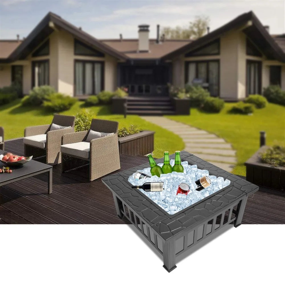 Heavy Duty Square Outdoor Fire Pit Sturdy Safe and Stylish for Winter Gatherings