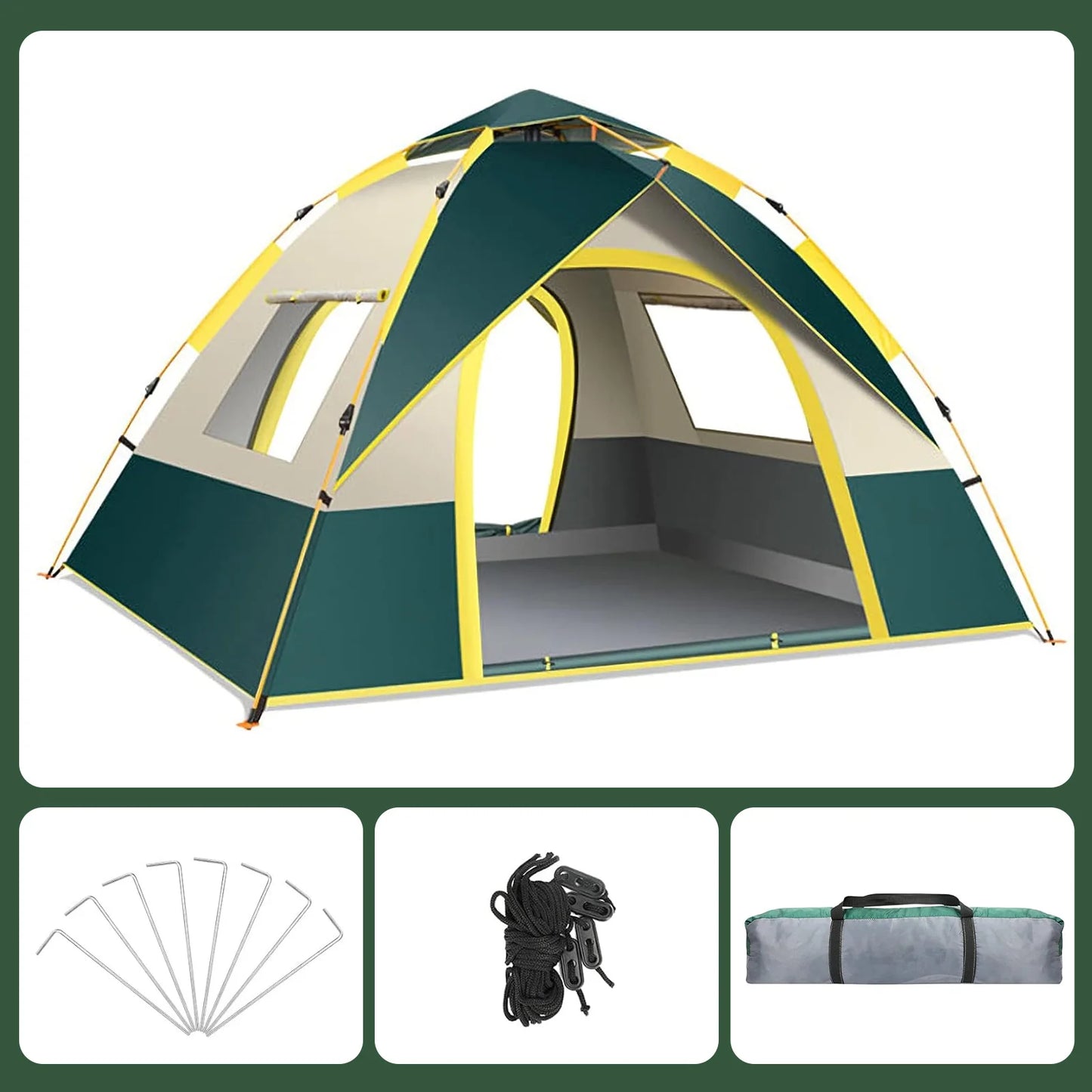 Lovewe Quick Opening Waterproof Camping Tent with Dual Doors and Windows Lightweight Easy Setup for Two People