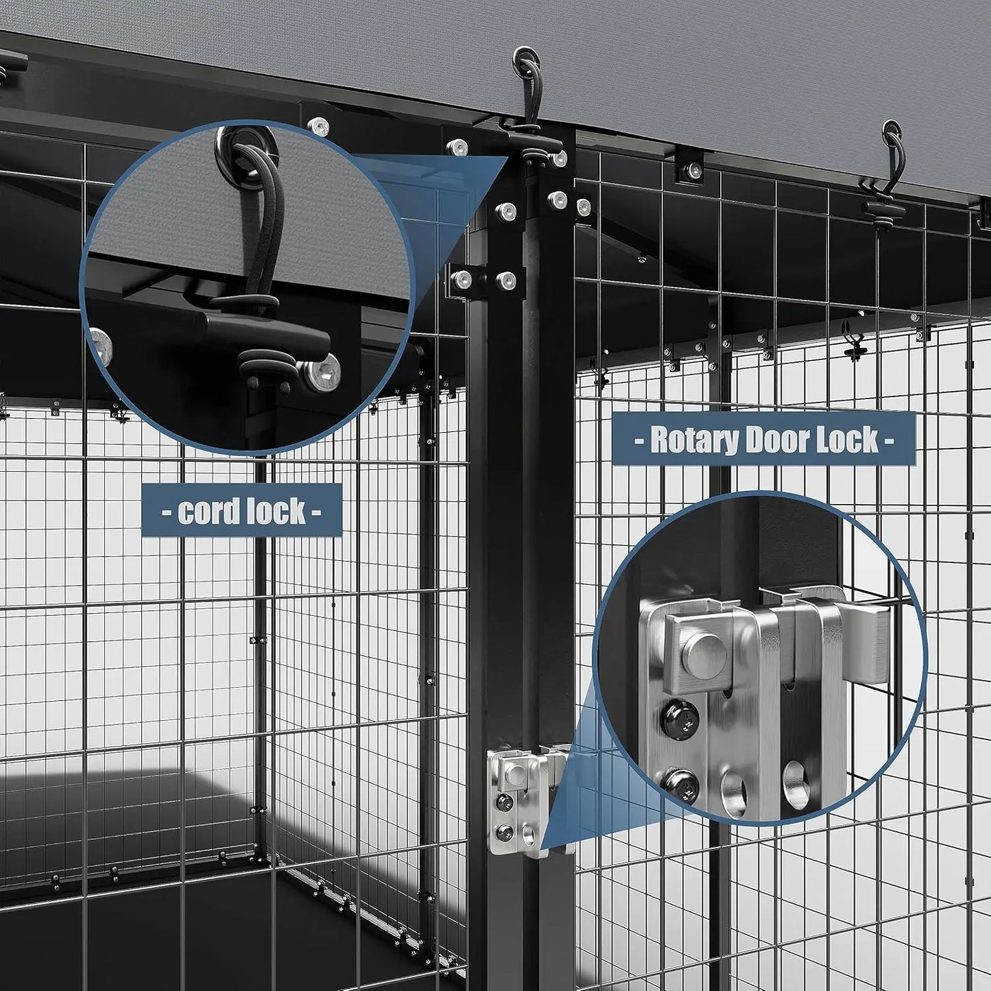 Outdoor Heavy Dog Cage for Big Dogs Galvanized Steel Dog Fence Pen with Ground Nails and Double Safety Rotate Door Lock