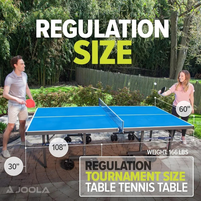 Outdoor Ping Pong Table with Waterproof Table Tennis Net Set Quick Assembly All Weather Aluminum Composite Surface