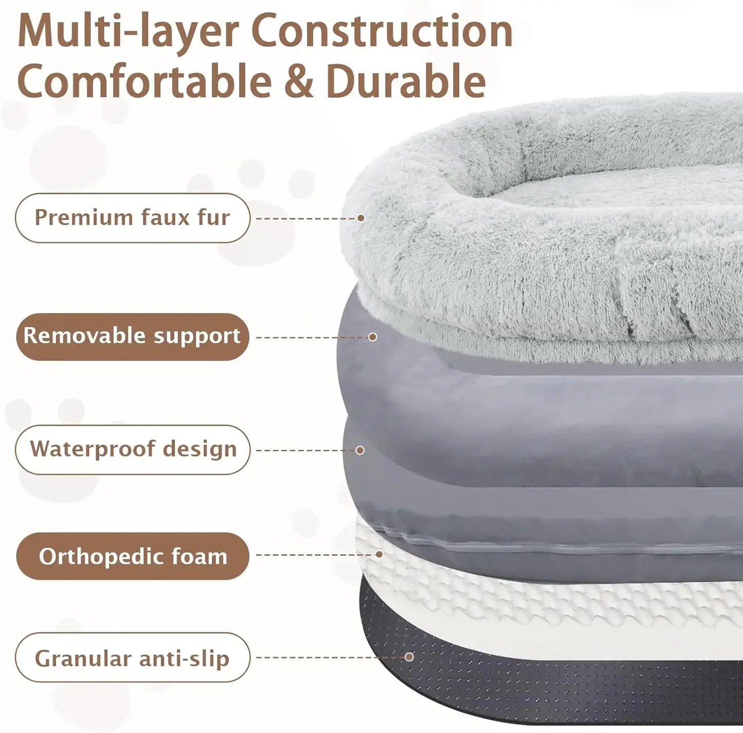 Giant Human Dog Bed Oversize Memory Foam 71 By 45 By 12 In