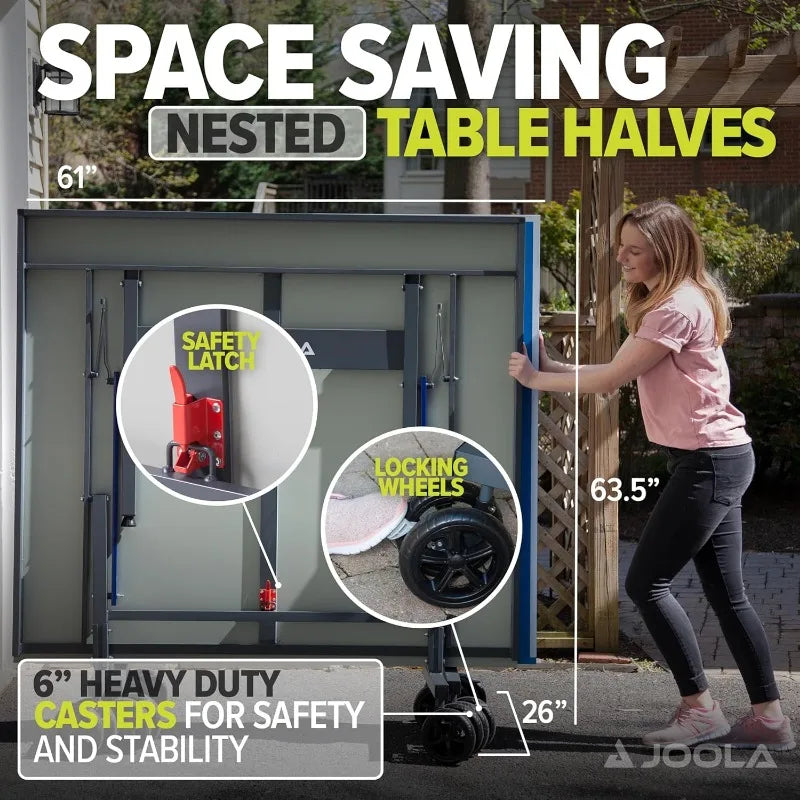 Outdoor Ping Pong Table with Waterproof Table Tennis Net Set Quick Assembly All Weather Aluminum Composite Surface