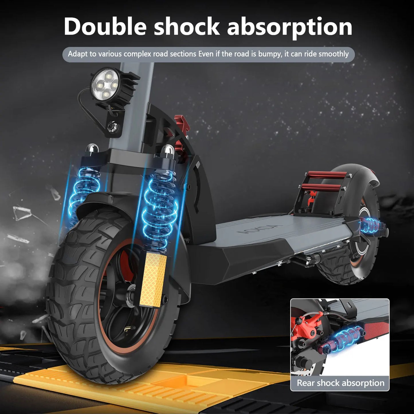 Electric Scooter 800W Motor 25MPH 20-30KM Range 12.5Ah Battery 10 Inch Tire Folding E Scooter Multiple Suspension Dual Braking