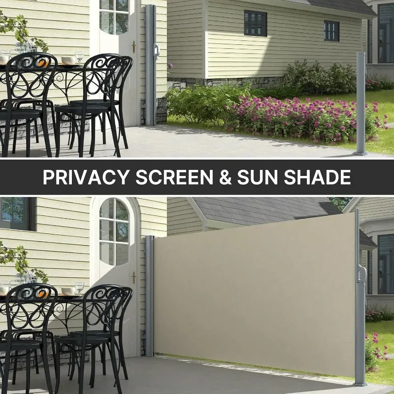 Hot Sale. Unique features 138"x71" Retractable Side Awning Aluminum Patio Outdoor Folding Privacy Divider