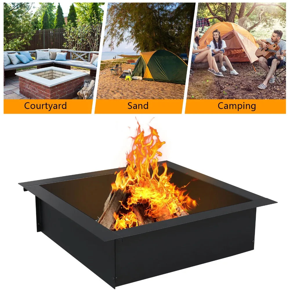 36 Inch x 36 Inch Durable Square Fire Pit Easy Assembly Versatile DIY Use