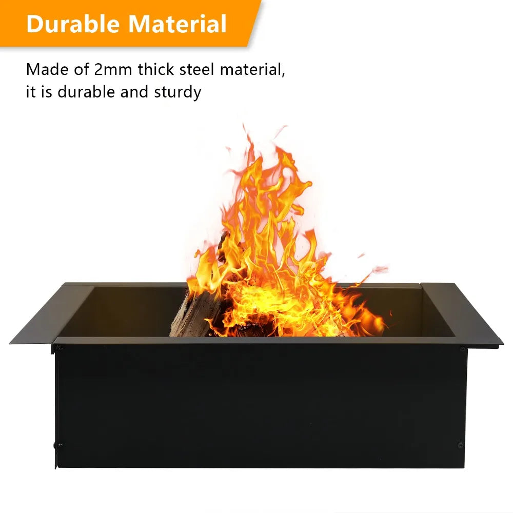 36 Inch x 36 Inch Durable Square Fire Pit Easy Assembly Versatile DIY Use