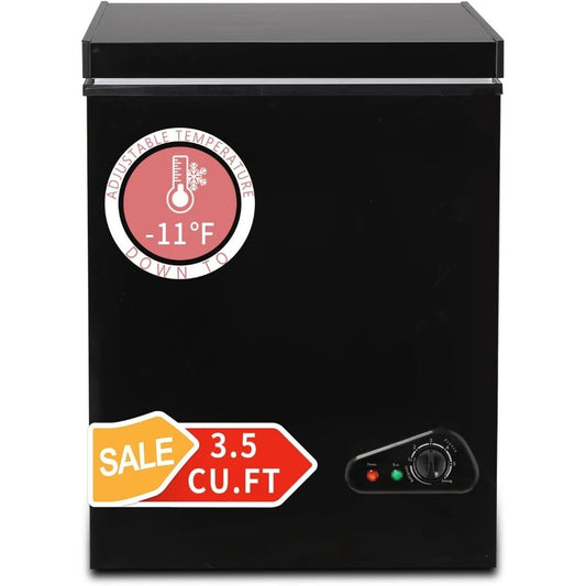 New Upgrade 3.5 Cu Ft Compact Chest Freezer with Removable Basket Top Door Open Freestanding Deep Freezer