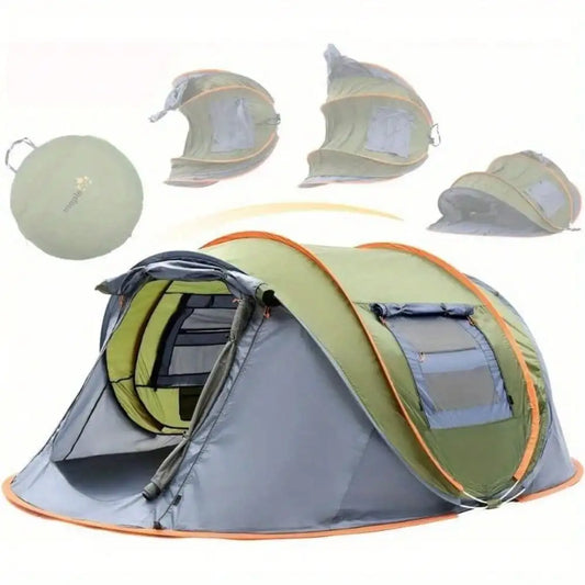 Camping Tent 4 Person Easy Pop Up Tent with 2 Doors UPF50+ Waterproof Double Layer Synthetic Fibres