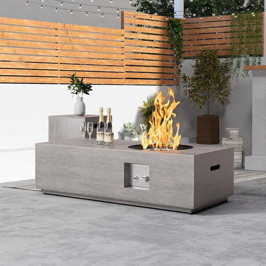Propane Fire Pit Table Outdoor Gas Firepit 48 Inch Rectangular Patio Firepit Table for Outside