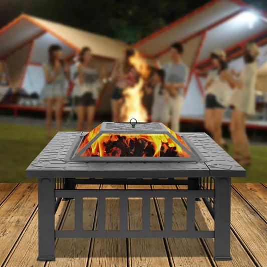 Heavy Duty Square Outdoor Fire Pit Sturdy Safe and Stylish for Winter Gatherings